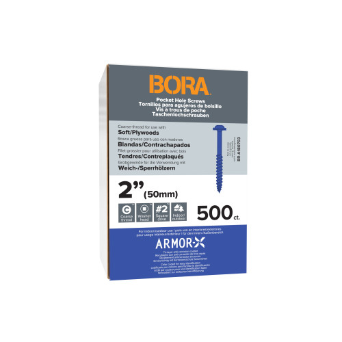 BORA BORA-BR-A180703 Pocket Hole Screws Coarse Thread 2in 500-Piece