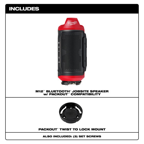 Milwaukee MIL-2955-20 M12 Bluetooth Jobsite Speaker with PACKOUT Compatibility