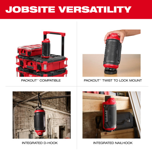 Milwaukee MIL-2955-20 M12 Bluetooth Jobsite Speaker with PACKOUT Compatibility