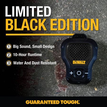 DEWALT DEW-1901158DW2BA Jobsite Pro Wearable Speaker - Limited Black Edition