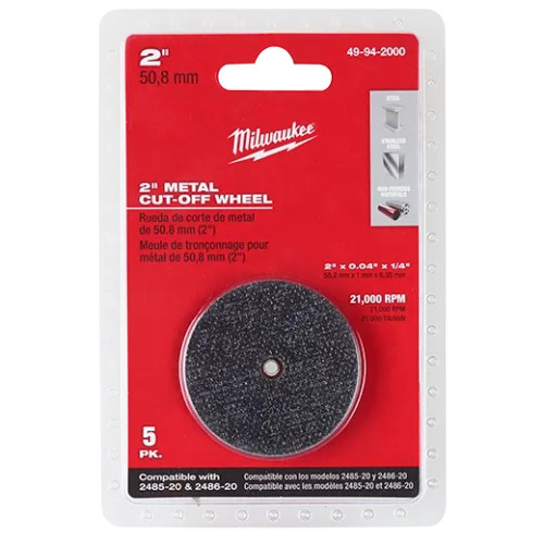 Milwaukee MIL-49-94-2000 2in Metal Cut Off Wheel 5-Pack
