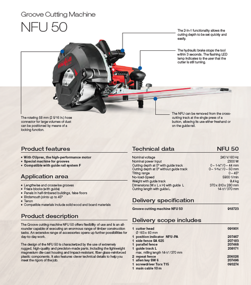 Mafell MAF-918723 NFU 50 Groove Cutting Machine
