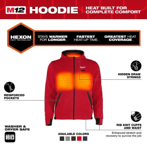 Milwaukee MIL-M200R-20XX M12 Red Heated Hoodie Only