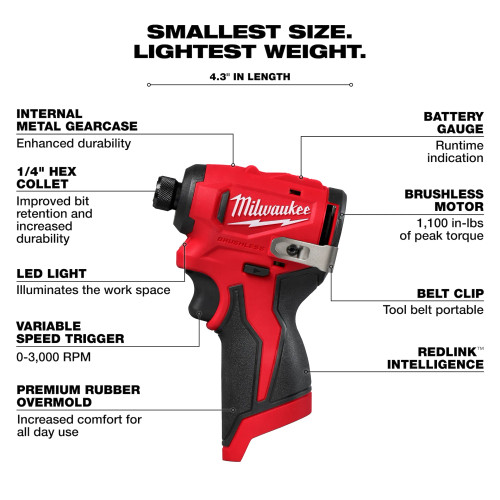 Milwaukee MIL-3494-22 M12 Subcompact Brushless 2-Tool Combo 2x 2.0Ah Kit
