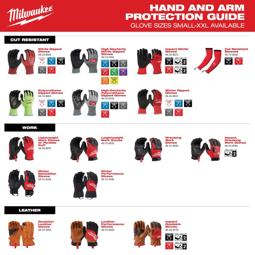 Milwaukee MIL-48-73-85XX Lightweight Work Gloves with Flexible Cuff