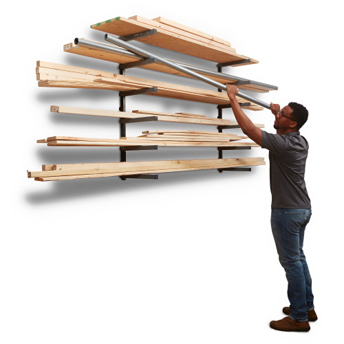 BORA Tool BORA-PBR-006B Wood and Lumber Storage Metal Rack with 6-Level Wall Mount