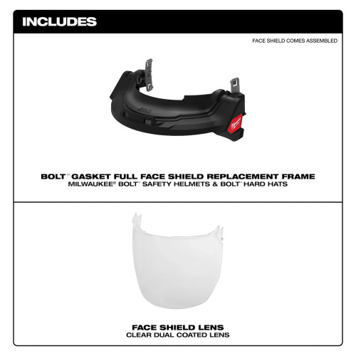 Milwaukee MIL-48-73-1422 BOLT Gasketed Full Face Shield - Clear Dual Coat Lens