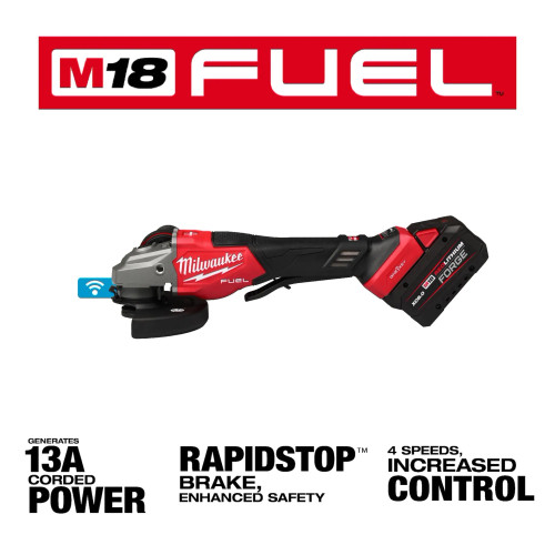 Milwaukee MIL-3672-22 M18 FUEL 4-1/2in-6in Variable Speed Braking Grinder, Paddle Switch w/ ONE-KEY 2x 8.0Ah Kit