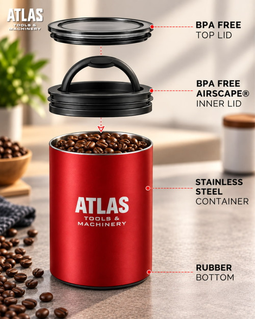 Airscape AS-AS-XX Custom Atlas Stainless Steel Coffee Storage Canister - 64fl.oz