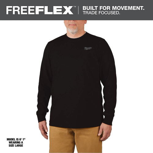 Milwaukee MIL-604BXX FREEFLEX Hybrid Long Sleeve Work Tee - Black
