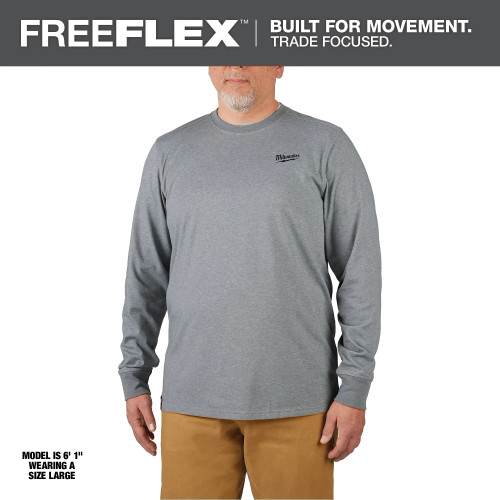 Milwaukee MIL-604GXX FREEFLEX Hybrid Long Sleeve Work Tee - Gray