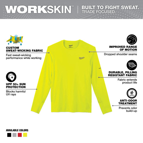 Milwaukee MIL-415HVXX WORKSKIN Lightweight Performance Long Sleeve Shirt - High Visibility
