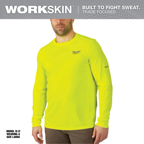 Milwaukee MIL-415HVXX WORKSKIN Lightweight Performance Long Sleeve Shirt - High Visibility