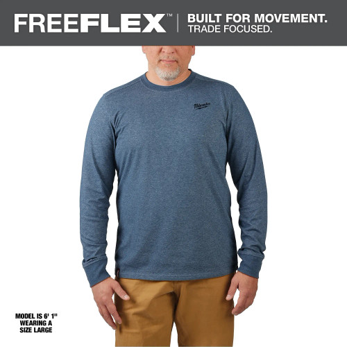 Milwaukee MIL-604BLXX FREEFLEX Hybrid Long Sleeve Work Tee - Blue