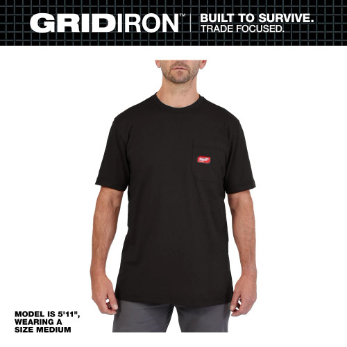 Milwaukee MIL-605BXX GRIDIRON Short Sleeve Pocket T-Shirt - Black