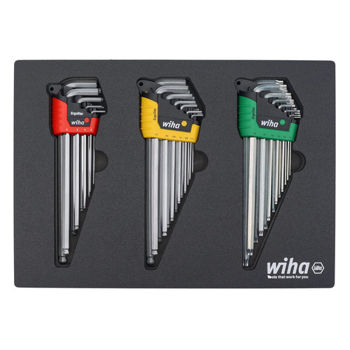 Wiha Tools WIHA-66979 35-Piece ErgoStar L-Key Tray Set - Hex Metric, Hex SAE, Torx