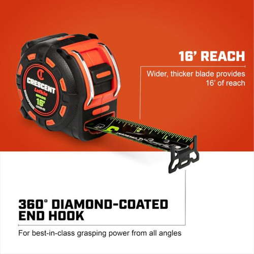 Crescent Tools CRES-L1316B-02 1-1/4in X 16ft SHOCKFORCE NITE EYE Tape Measure