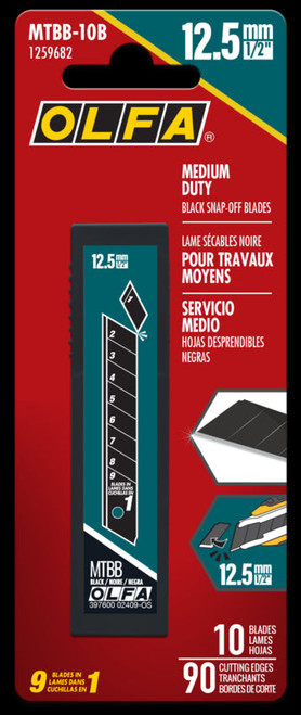 Olfa Blades OLFA-MTBB-10B 12.5mm Medium Duty Black Snap Blades 10-Pack
