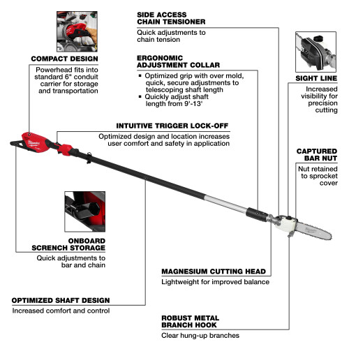 Milwaukee MIL-3013-20 M18 FUEL Telescoping Pole Saw Bare Tool