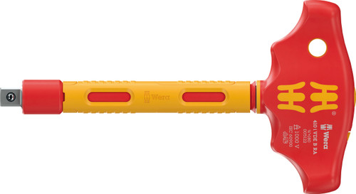 Wera Tools Wera-05005122001 VDE-Insulated T-Handle Adapter Screwdriver With Ratchet Functionality For 3/8in Sockets