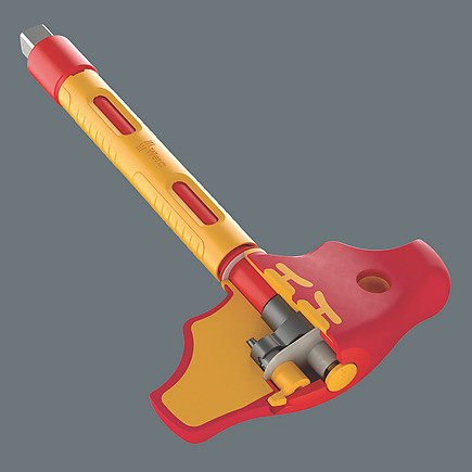 Wera Tools Wera-05005122001 VDE-Insulated T-Handle Adapter Screwdriver With Ratchet Functionality For 3/8in Sockets