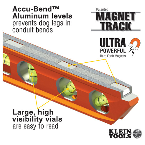 Klein Tools KLE-935AB4V ACCU-BEND Level, 4 Vial