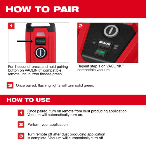 Milwaukee MIL-0952-20 VACLINK Wireless Dust Control Remote