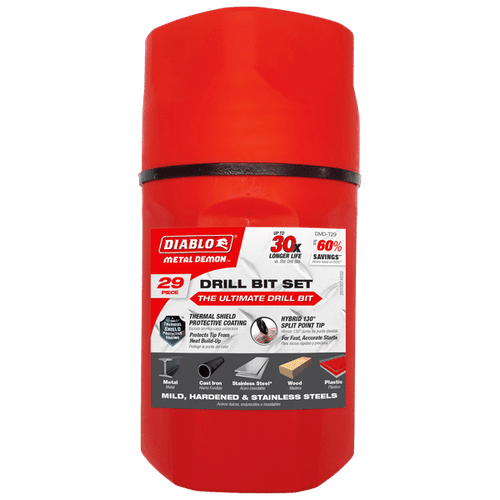 Diablo FRE-DMD-T29 Metal Demon Drill Bits Set with Thermos for Mild, Hardened and Stainless Steels, 29pcs