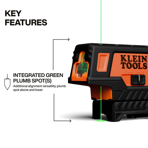 Klein Tools KLE-93MCLPG Compact Green Cross-Line Laser Level with Plumb Spot