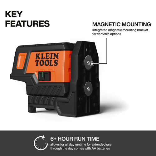 Klein Tools KLE-93MCLPG Compact Green Cross-Line Laser Level with Plumb Spot