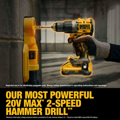 DEWALT DEW-DCK250QQ2 20V MAX XR 2-Speed Hammer Drill & Impact 2-Tool 2x 4.0Ah Combo Kit