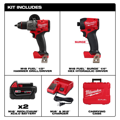 Milwaukee MIL-3799-22 M18 FUEL 2-Tool Combo 5.0 Ah Kit