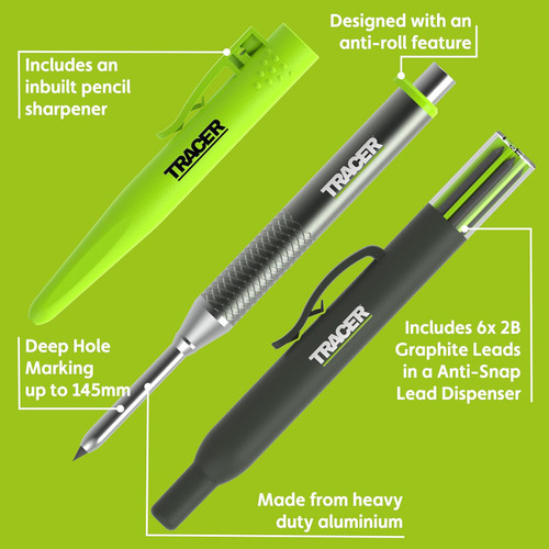 TRACER TRA-AMK1-PRO Pro Series Tough Metal Deep Hole Construction Pencil Kit