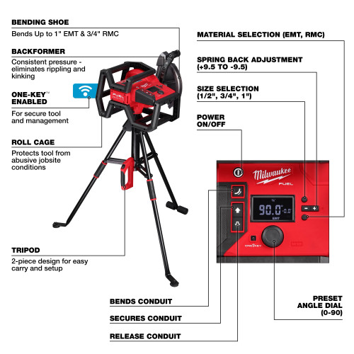 Milwaukee MIL-5150-20 M18 FUEL Branch Conduit Bender with Auto-Zero