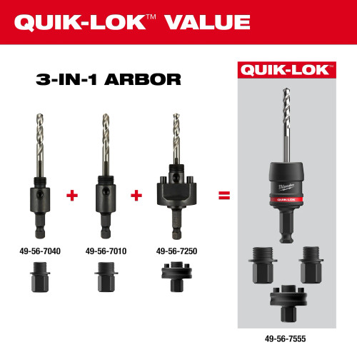 Milwaukee MIL-49-56-7545 5-Piece 3/8in QUIK-LOK Arbor Set