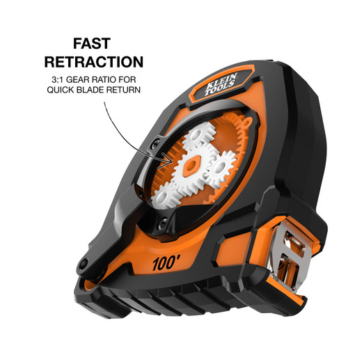 Klein Tools KLE-94100CR 100ft Closed Reel Long Tape Measure