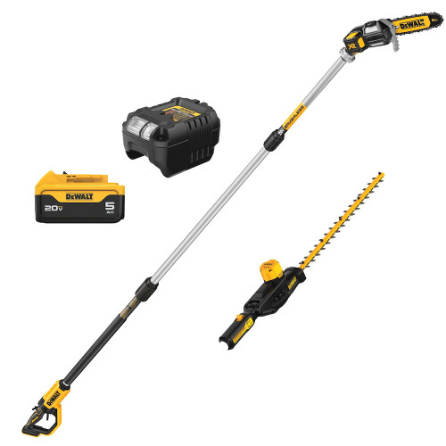 DEWALT DEW-DCKO86P1 20V MAX Brushless Pole Saw and Pole Hedge Trimmer Combo 5.0Ah Kit