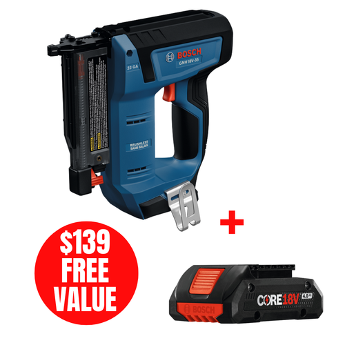 Bosch BOS-GNH18V-35N-GBA18V40 18V Brushless 23Ga Pin Nailer Bare Tool with 18V 4.0 Ah Li-Ion Battery