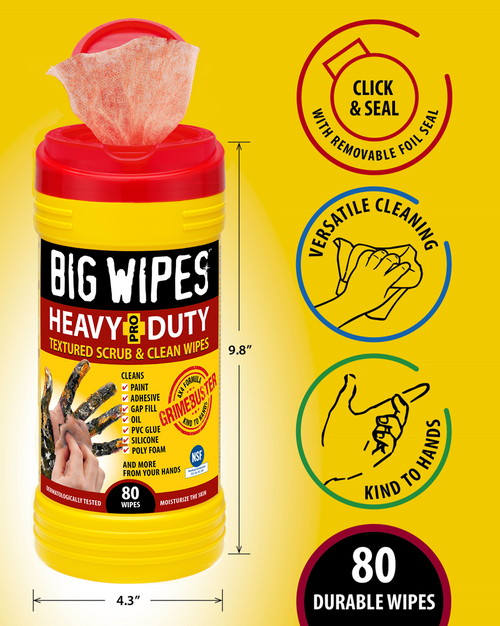 Big Wipes BIG-BW010961 Heavy Duty Pro+ Textured Scrub and Clean Wipes 80-Pack