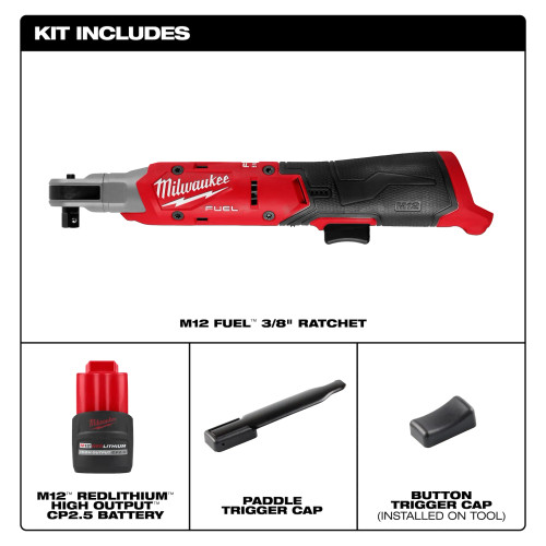 Milwaukee MIL-3053-21 M12 FUEL 3/8in Ratchet 2.5Ah Kit