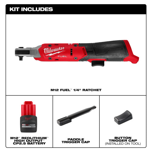 Milwaukee MIL-3052-21 M12 FUEL 1/4in Ratchet 2.5Ah Kit