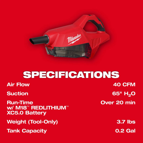 Milwaukee MIL-0892-20 M18 Brushless Handheld Vacuum Bare Tool