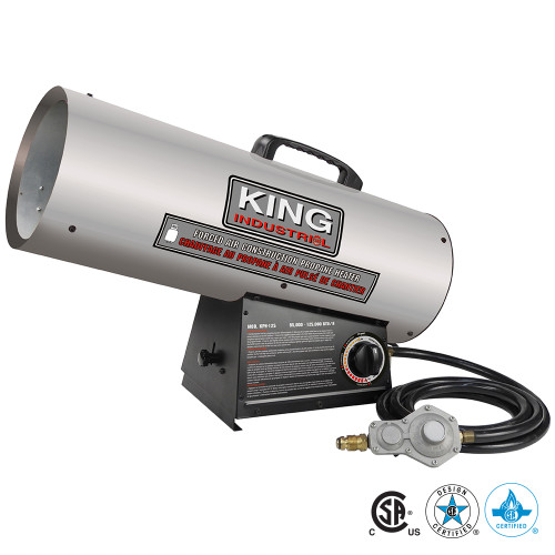 King Industrial KING-KPH-125 125,000 BTU/H Forced Air Construction Propane Heater