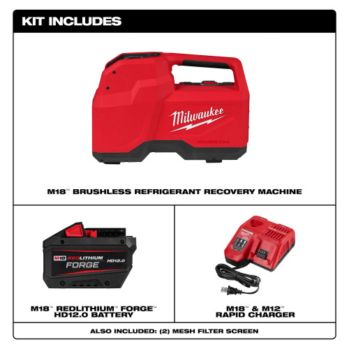 Milwaukee MIL-2938-21 M18 Brushless Refrigerant Recovery Machine FORGE 12.0Ah Kit