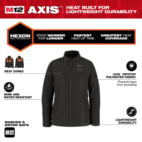 Milwaukee MIL-F102B-21XX M12 Women's Black Axis Jacket Kit