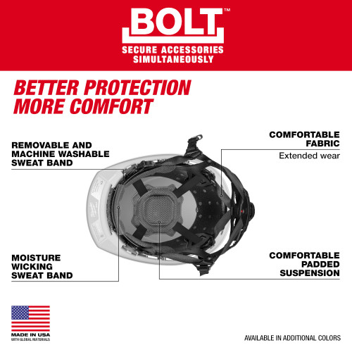 Milwaukee MIL-48-73-15-FRONTBV-XX BOLT 4PT Front Brim Vented Safety Helmet - Type 2, Class C