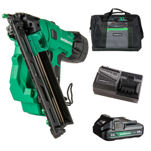 Metabo HPT HPT-NT1865DAAM 18V MultiVolt Brushless Pro 15ga Angled Finish Nailer 2.0Ah Kit