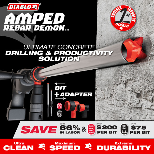 Diablo FRE-DMAPLA4520 5/8in x 16in x 22in AMPED Rebar Demon SDS-Plus 4-Cutter Hammer Drill Bit