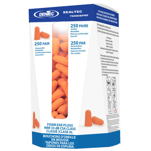 Dentec DEN-76000EPDPW SEALTEC33 Foam Earplug Wall Dispenser Kit , Uncorded, 250 Pairs