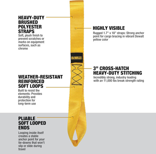 DEWALT DEWL-DXBC80002 1.7in x 18in Deluxe Soft Loops 4-Pack 11,000lb Break Strength